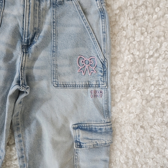Sanrio Hello Kitty H&M Teen Girl US 12 Loose Fit Wide Leg Cargo Jeans Denim - Picture 15 of 16